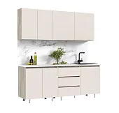  Кухня Челси 2,0м Компановка №2 (Дуб крафт серый, Кашемир (Кастилло темный)