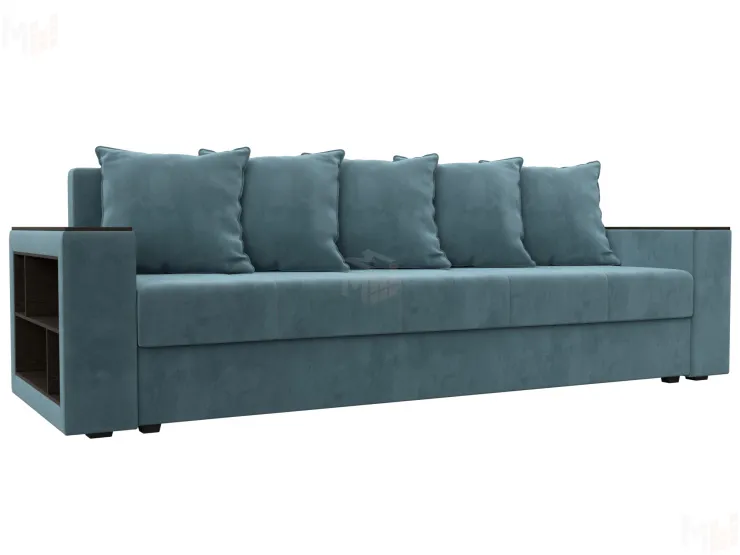 Диван прямой Дубай Лайт полки слева ( Бирюзовый )