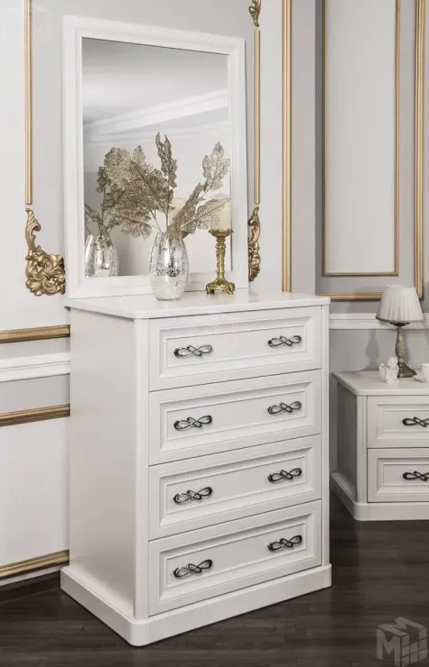 Комод Мишель 4 ящ. узкий белый матовый