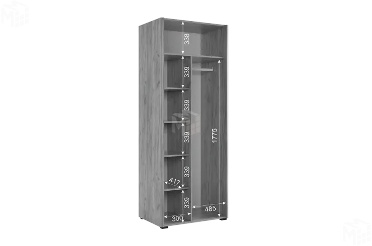 Шкаф двухдверный Адам  дуб крафт золотой/графит