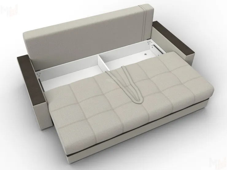 Диван прямой с декором Лига-096 НПБ ( Бежевый\Коричневый )