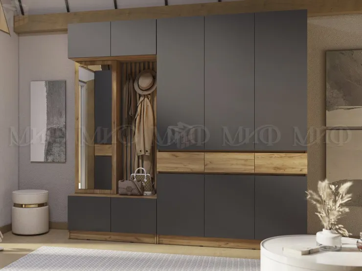 Шкаф Роджина 3-х створчатый (крафт золотой/графит)