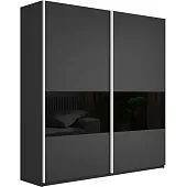Шкаф-купе Прайм Широкий 2-х дверный 220 см, Серый диамант/Черное стекло