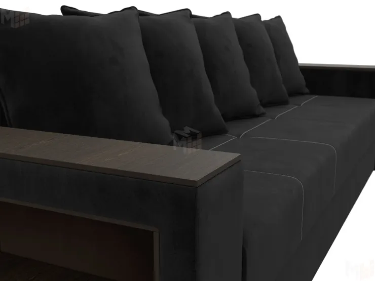 Диван прямой Дубай Лайт полки слева ( Черный )