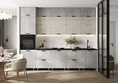 Кухня Рио NEW 3,0м (490) комп №3 (Бетон светлый/Дуб Крафт Белый, Белый (Кастилло темный)