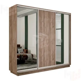 Шкаф-купе Экспресс трио (2 зеркала) 2100 Крафт табачный