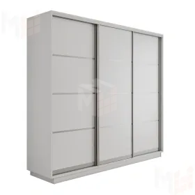 Шкаф-купе Оптим 3-х дверный 4 секции (ЛДСП) 210 см. 1 штанга, 11 полок