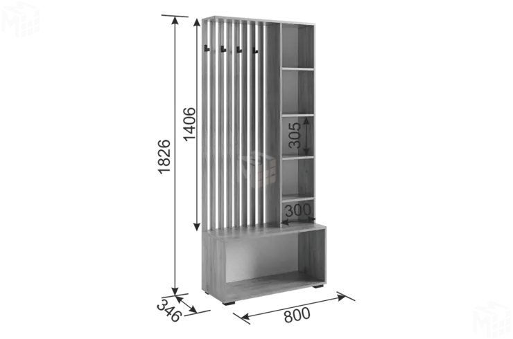 Прихожая Бери дуб крафт золотой/белое дерево