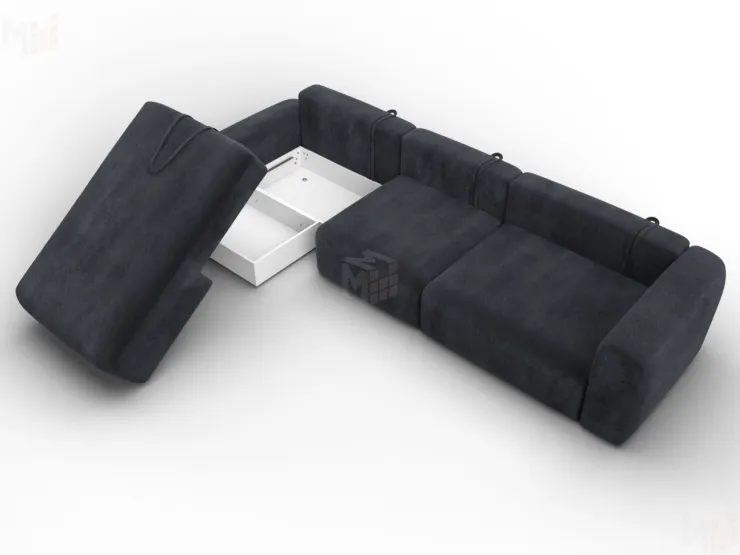 Диван угловой Лига-066 НПБ Лонг угол левый ( TOWER 11 темно-серый )