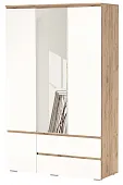  Шкаф ГРЕТТА 4С2Я  с зеркалом Дуб Крафт золотой-Белый