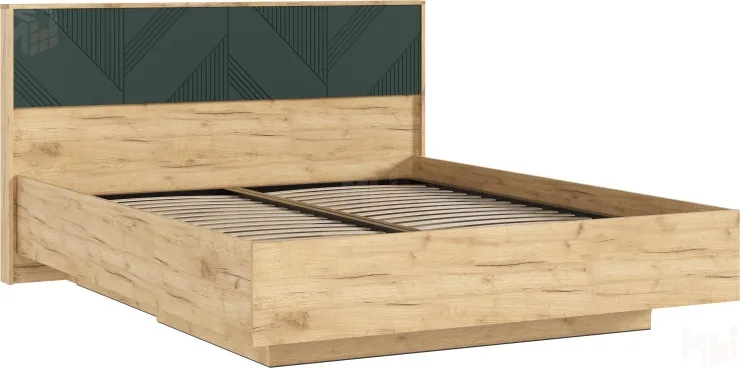 Ирис Кровать парящая 1,6м (ортопед металл) с подсветкой (Браш Мени Грин/Дуб Крафт, Дуб Крафт)