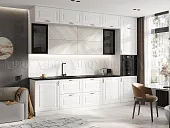 Кухня Престиж 3,0 компоновка №2 (Белый/Браш вайт/Прайм жемчуг)