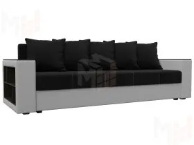 Диван прямой Дубай Лайт полки слева ( Черный\Белый )