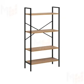 Стеллаж Leset Стилвуд 24 широкий, 4 полки (Чёрный/Дуб крафт золотой)