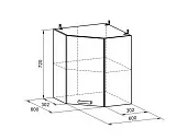 Венеция шкаф навесной угловой L600х600 H720 (1 дверь глухая)