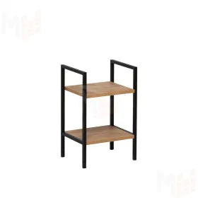 Стеллаж Leset Стилвуд 12 узкий, 2 полки (Чёрный/Дуб крафт золотой)