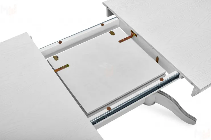 Стол деревянный раздвижной Барэнт 130 Белый с серебряной патиной