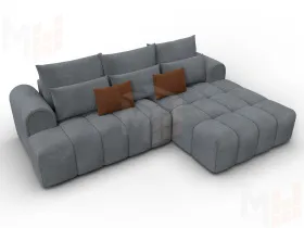 Диван угловой Лига-139 НПБ угол правый ( LAIM 23 светло-серый/ LAIM 14 терракотовый )