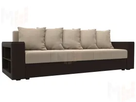 Диван прямой Дубай Лайт полки слева ( Бежевый\Коричневый )
