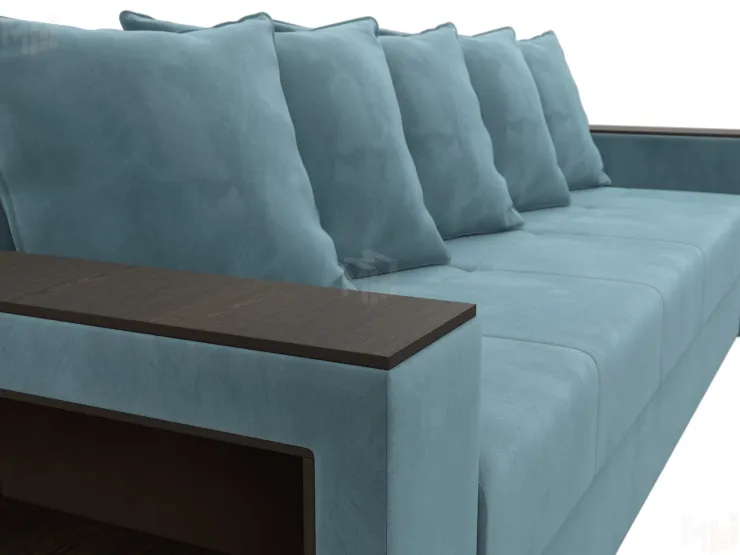 Диван прямой Дубай Лайт полки слева ( Бирюзовый )