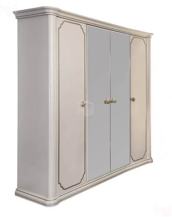 Шкаф Лали 4-дверный бежевый с зеркалом 