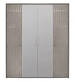 Шкаф Гравита 4-дверный серый камень глянец с зеркалом