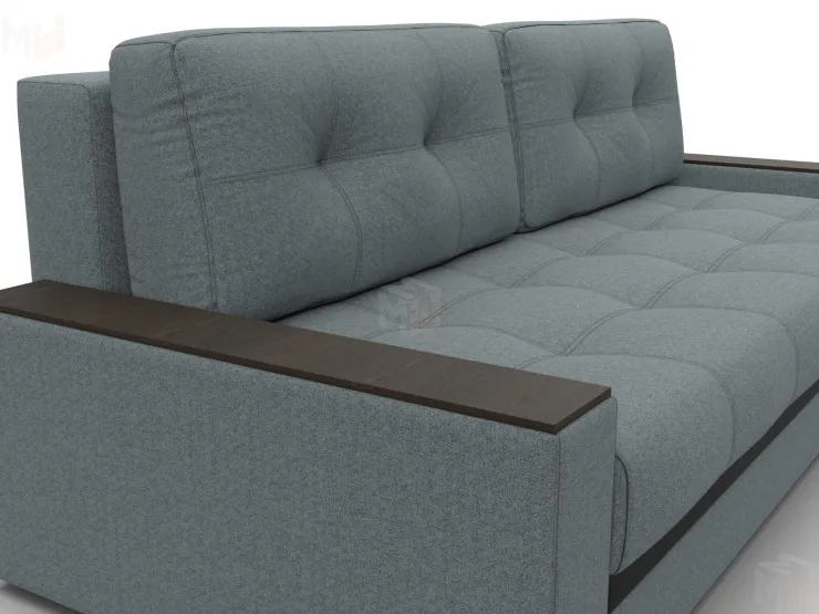 Диван прямой с декором Лига-096 НПБ ( Серый\Черный )