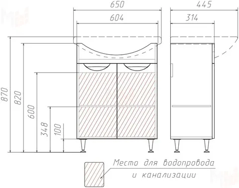 Тумба Домино Балтика 65 Грация без ящика