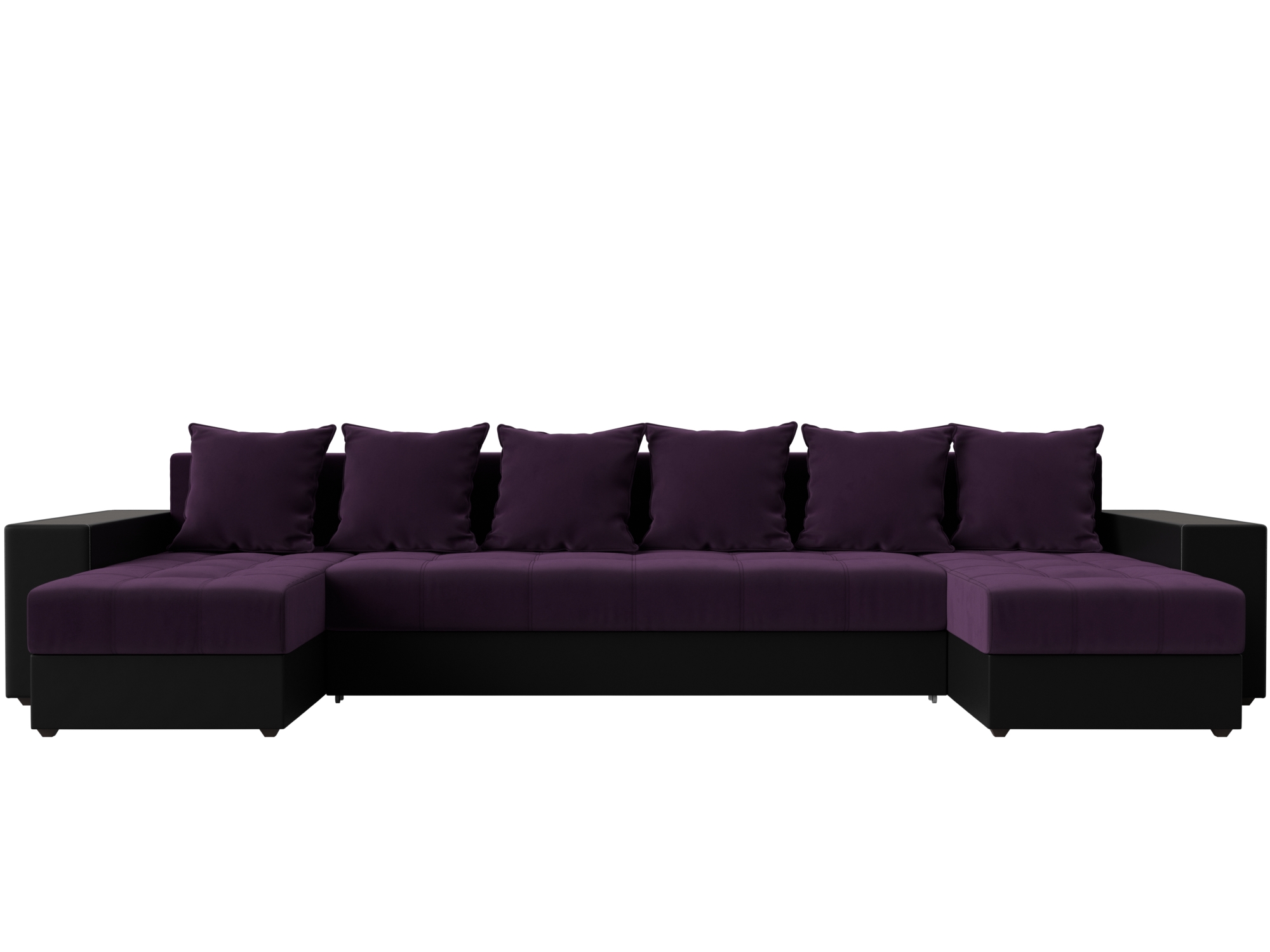 П-образный диван Дубай полки слева (Фиолетовый\Черный)