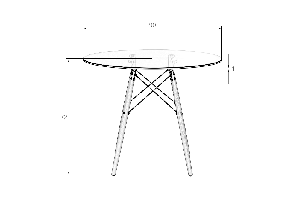 Стол обеденный DOBRIN CHELSEA`90 GLASS (ножки светлый бук, столешница стекло)