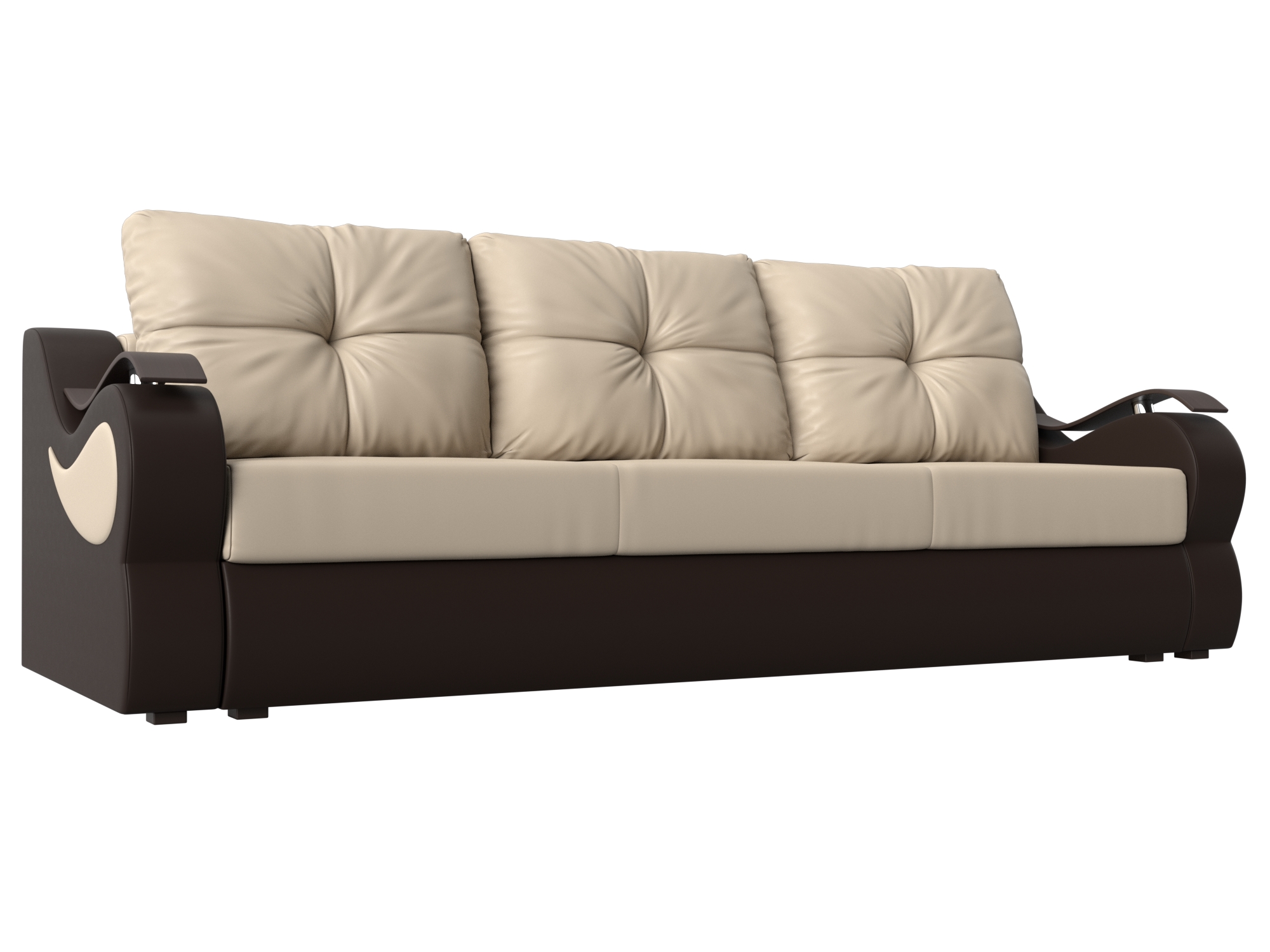 Прямой диван Меркурий еврокнижка (бежевый\коричневый)