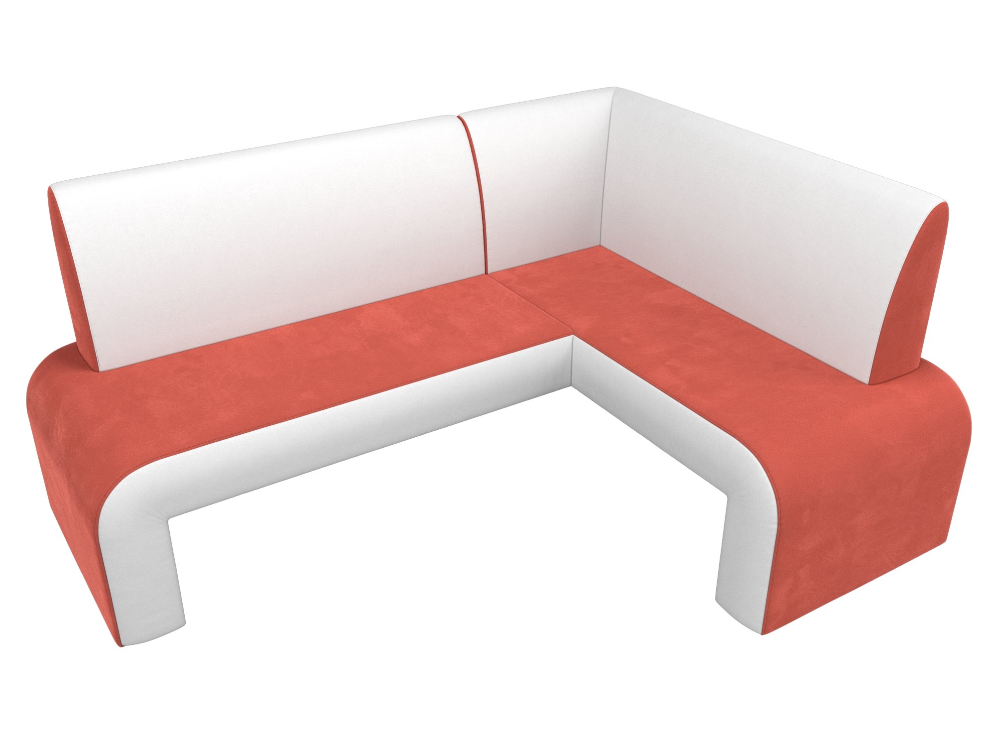 Кухонный угловой диван Кармен правый угол (Коралловый\Белый)