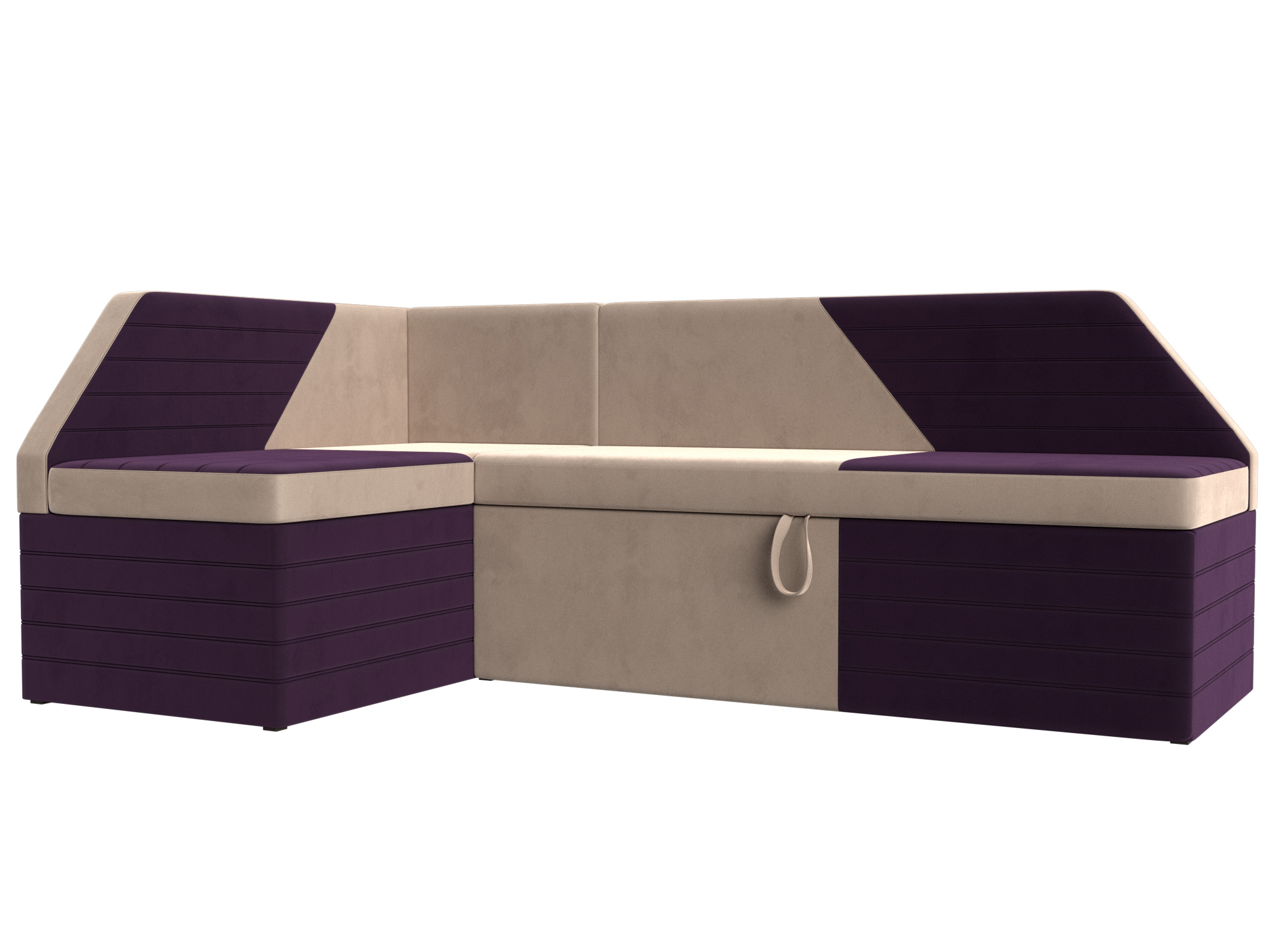 Кухонный угловой диван Дуглас левый угол (Бежевый\Фиолетовый)