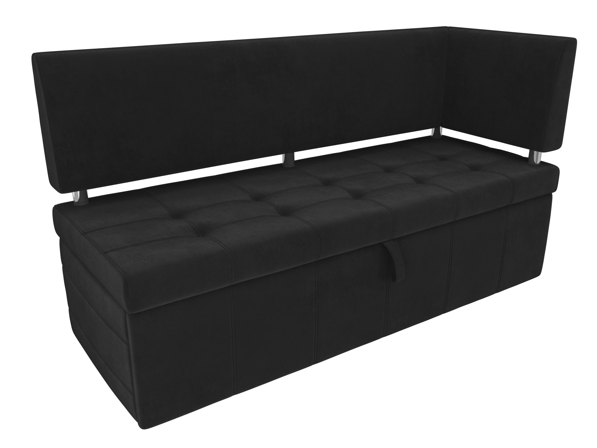 Кухонный прямой диван Стоун с углом правый (Черный)