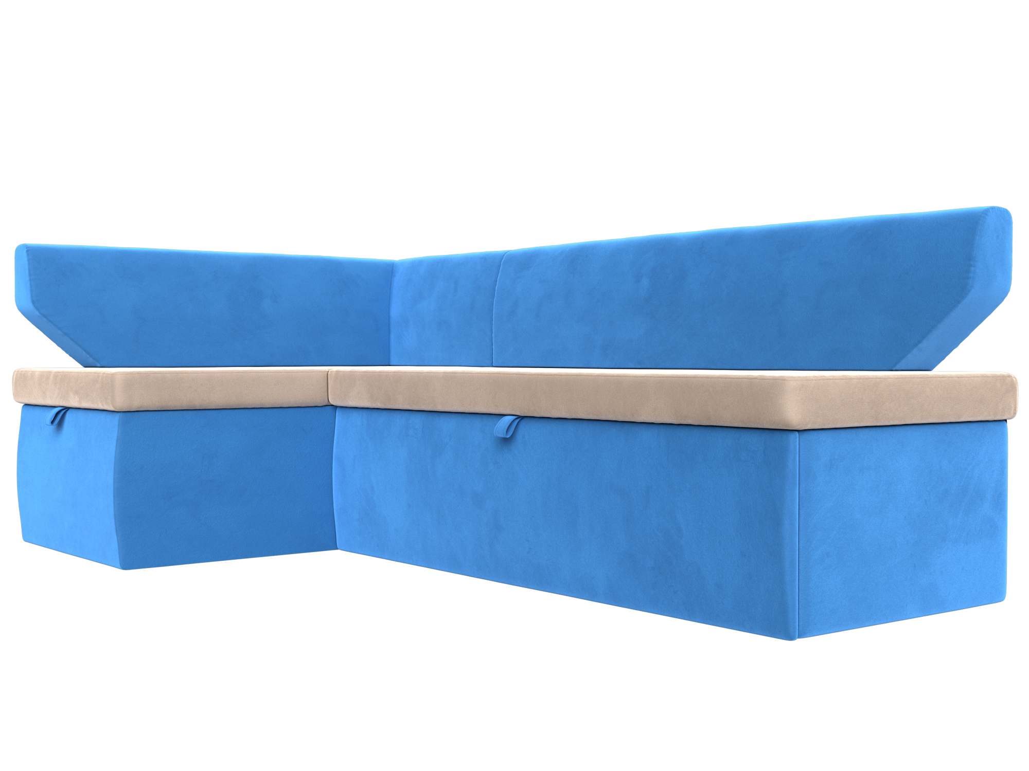 Кухонный угловой диван Омура левый угол (Бежевый\Голубой)