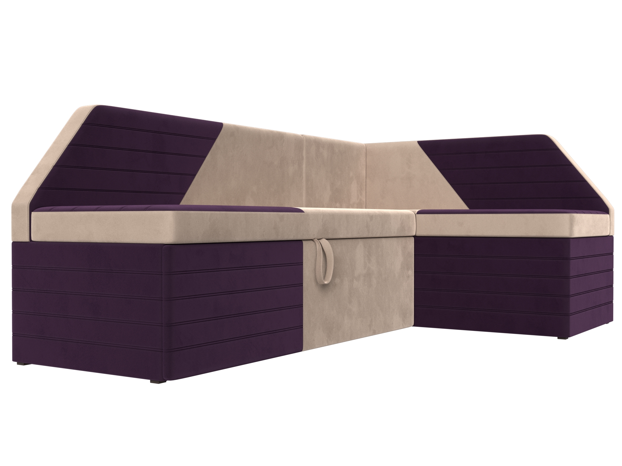 Кухонный угловой диван Дуглас правый угол (Бежевый\Фиолетовый)