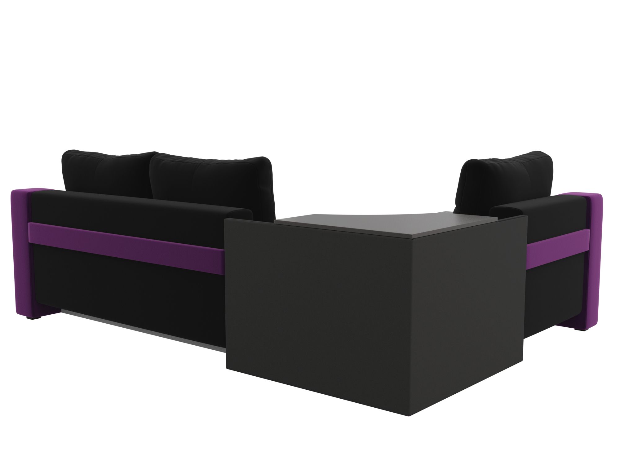Угловой диван Тесей левый угол (Черный\Фиолетовый)