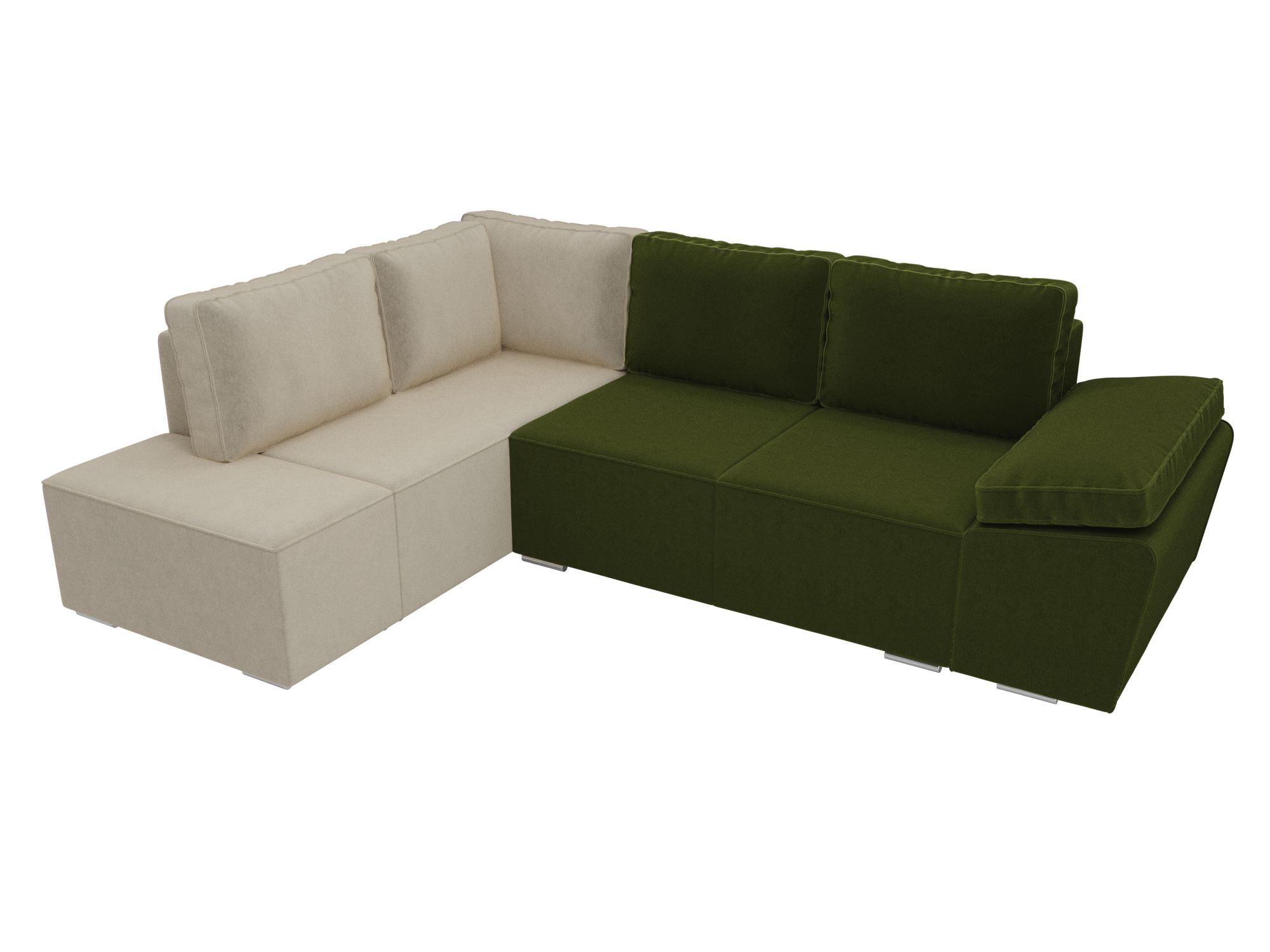 Угловой диван Хьюго левый угол (Зеленый\Бежевый)