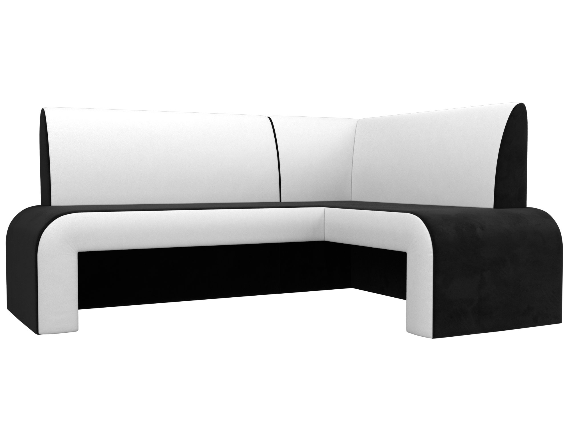 Кухонный угловой диван Кармен правый угол (Черный\Белый)