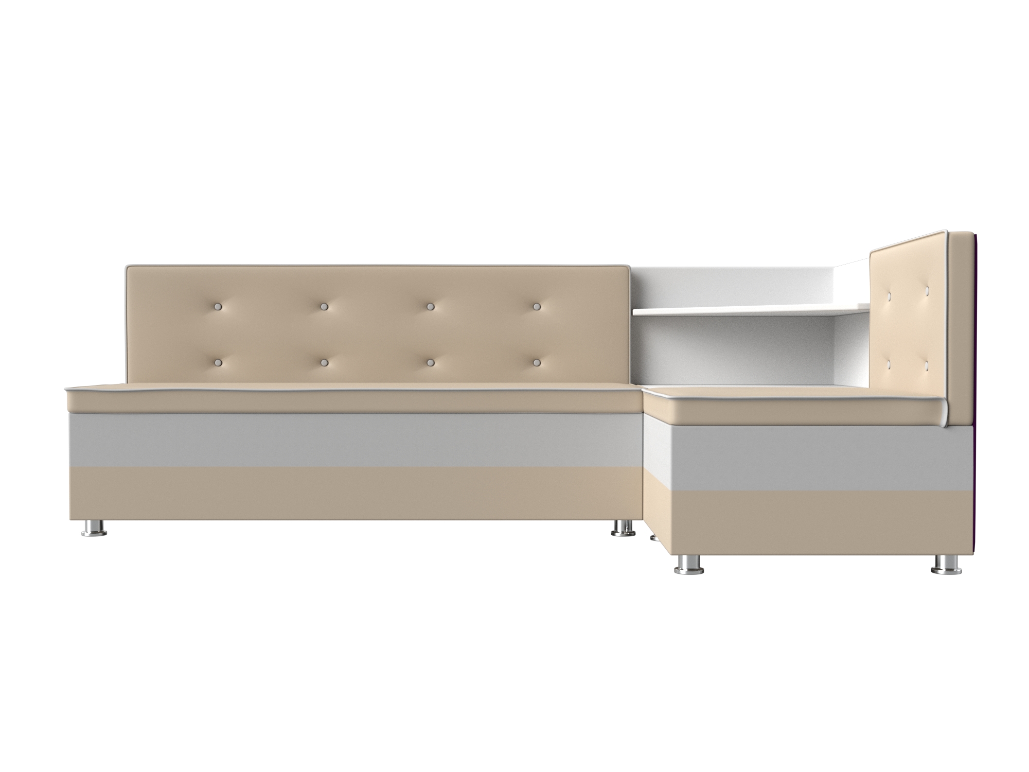 Кухонный угловой диван Милан правый угол (Бежевый\Белый)
