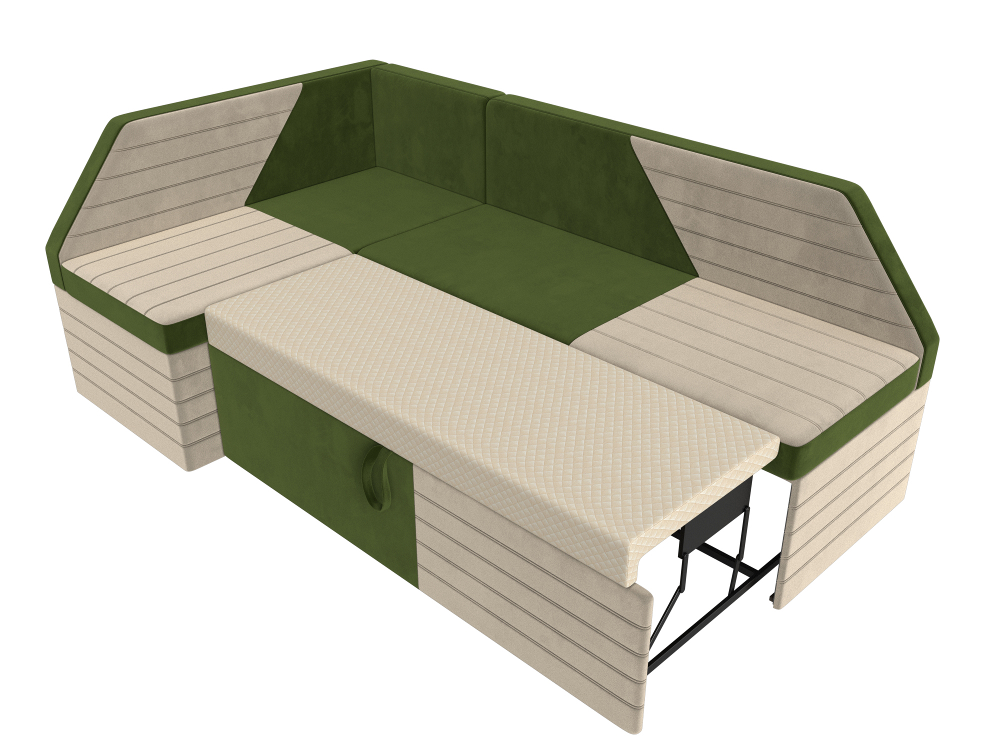 Кухонный угловой диван Дуглас левый угол (Зеленый\Бежевый)