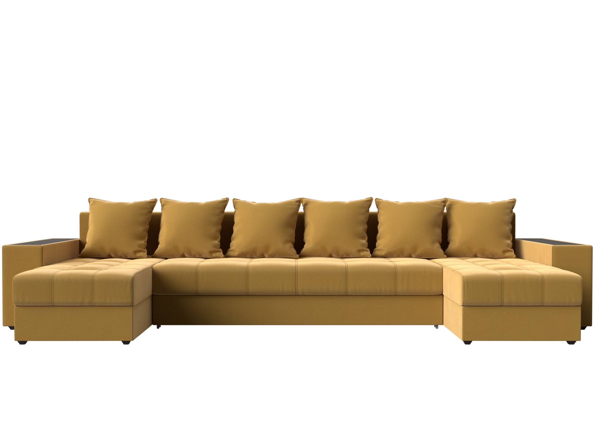 П-образный диван Дубай полки слева (Желтый)