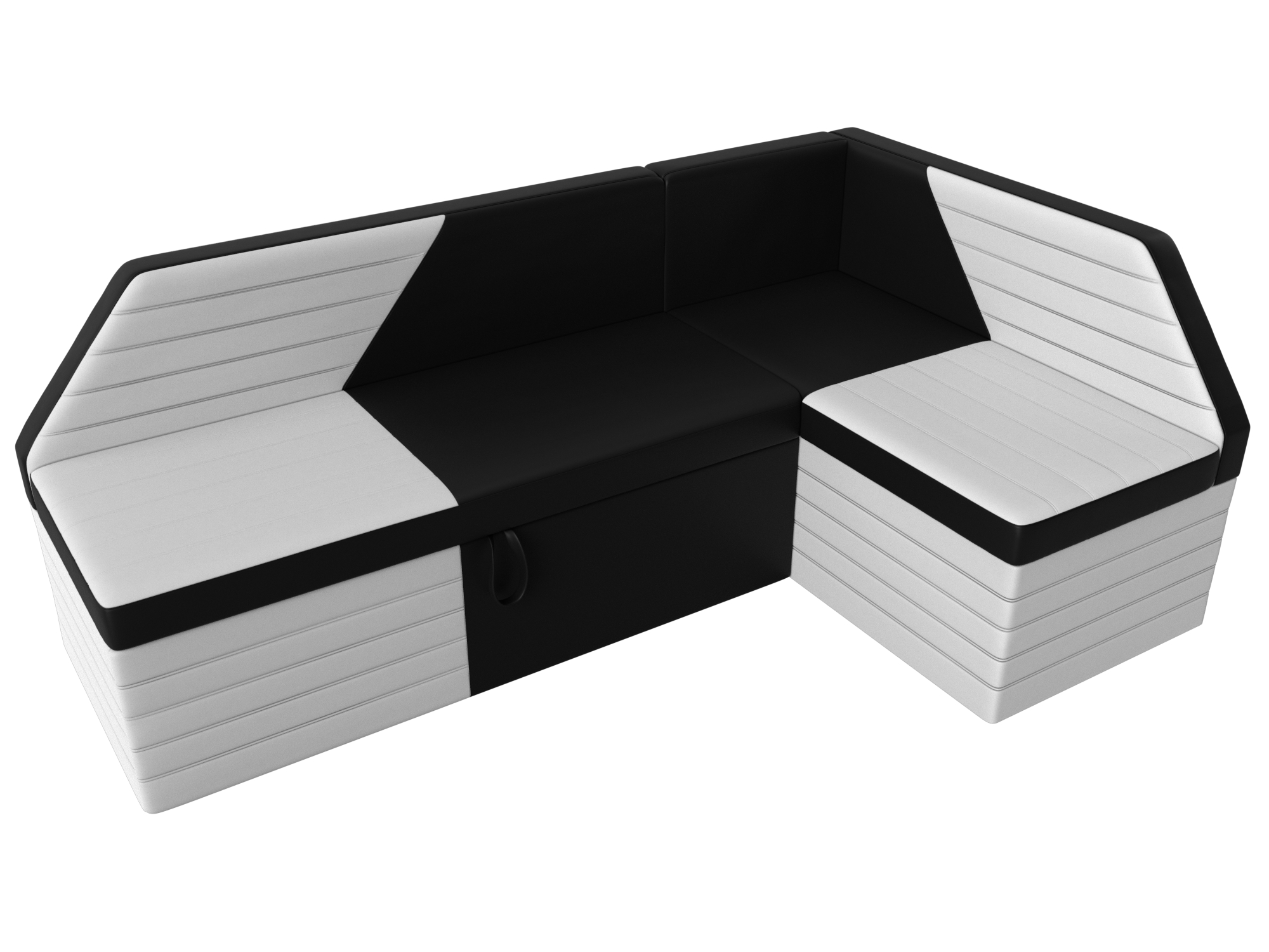 Кухонный угловой диван Дуглас правый угол (Черный\Белый)