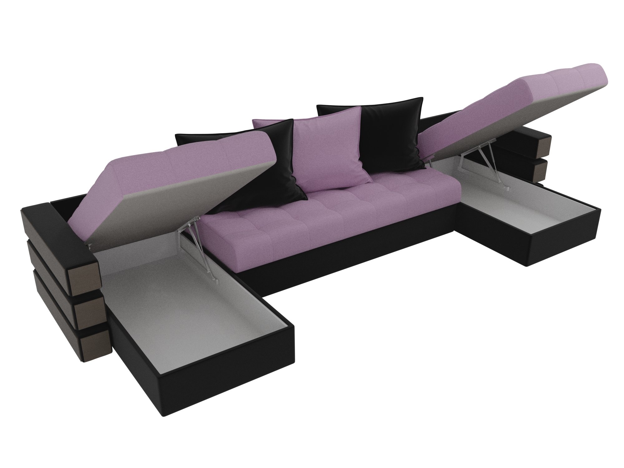 П-образный диван Венеция (Сиреневый\Черный)
