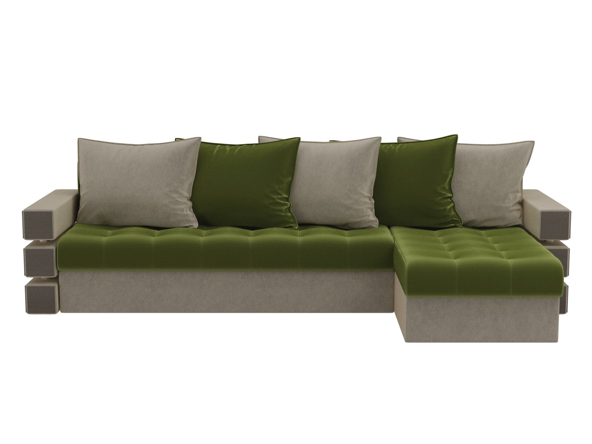 Угловой диван Венеция правый угол (Зеленый\Бежевый)