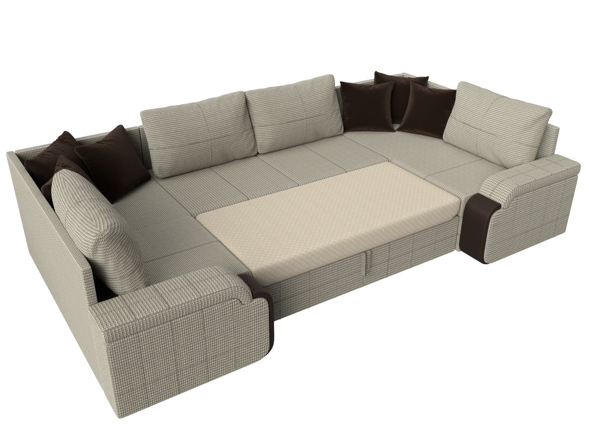 П-образный диван Николь (Корфу 02\Коричневый\Коричневый)