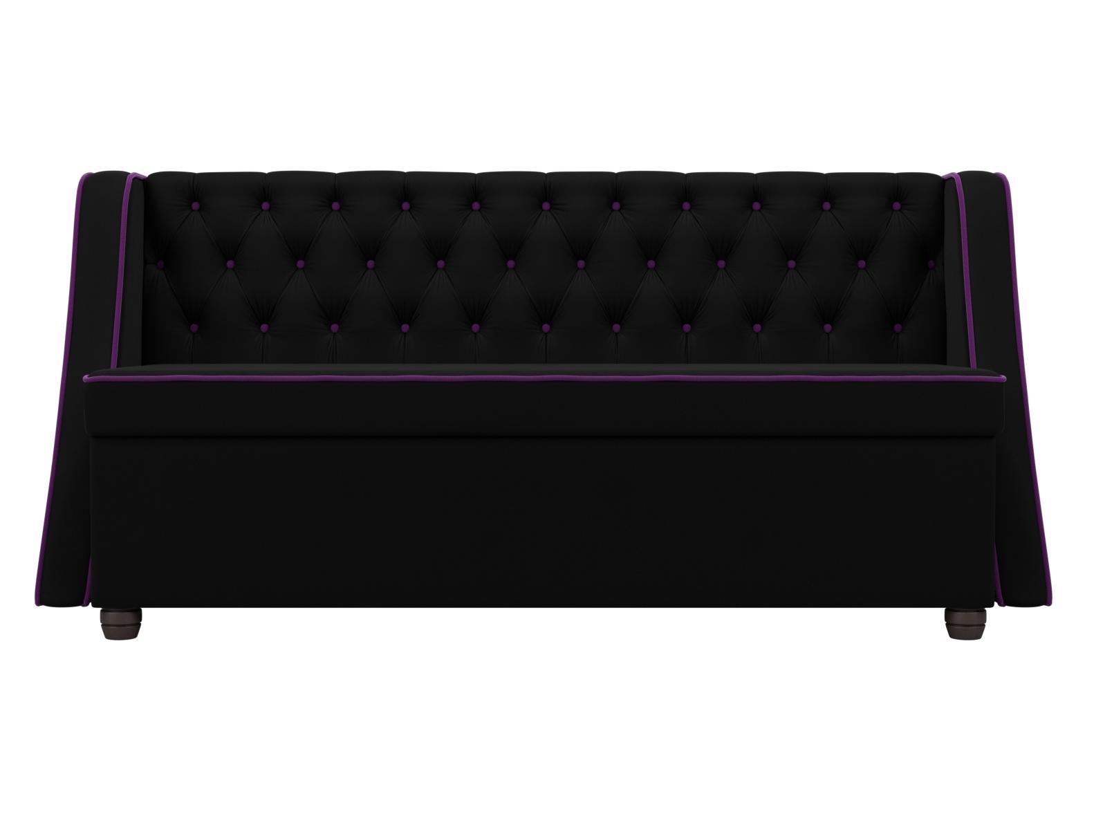 Кухонный прямой диван Лофт (Черный\Фиолетовый)