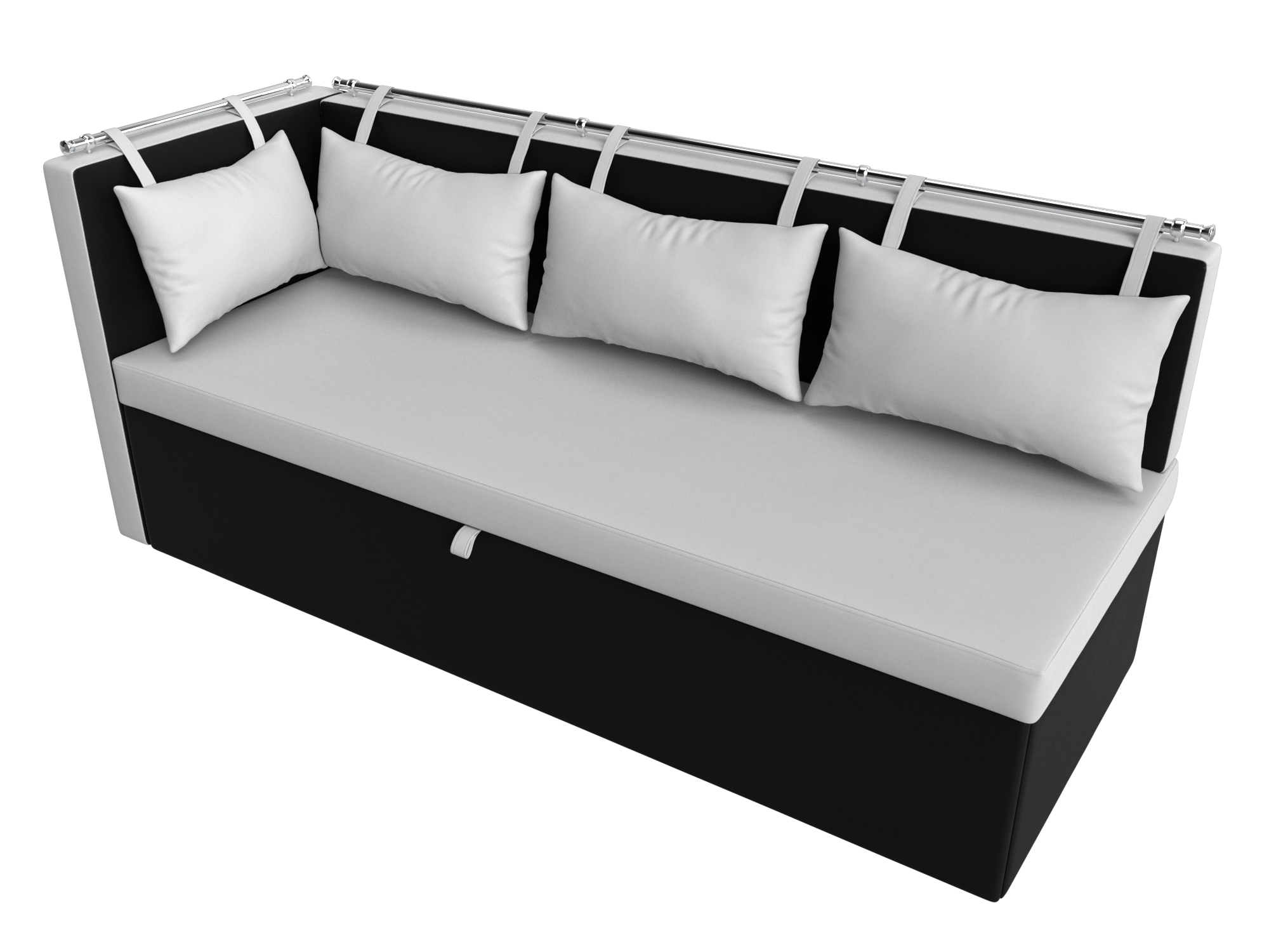 Кухонный диван Метро с углом слева (Белый\Черный)