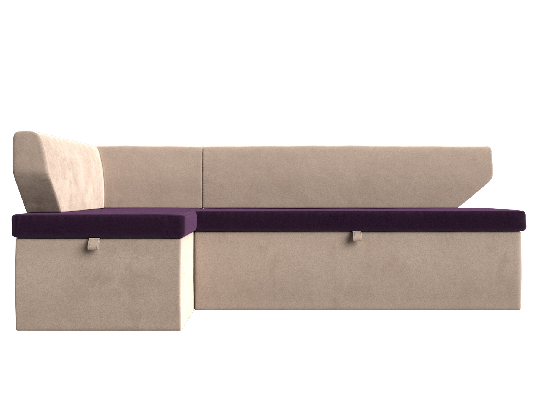 Кухонный угловой диван Омура левый угол (Фиолетовый\Бежевый)