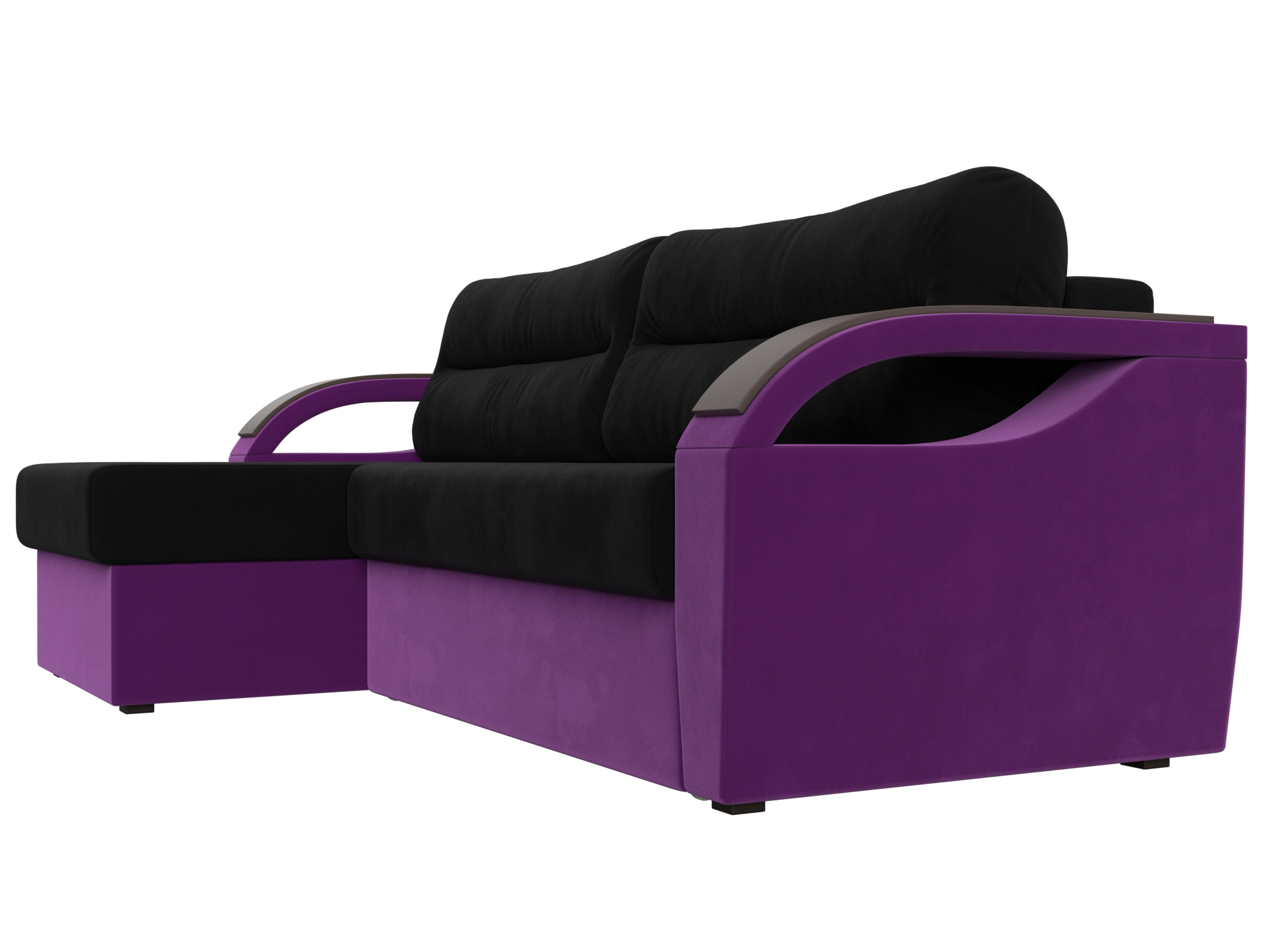 Угловой диван Форсайт левый угол (Черный\Фиолетовый)